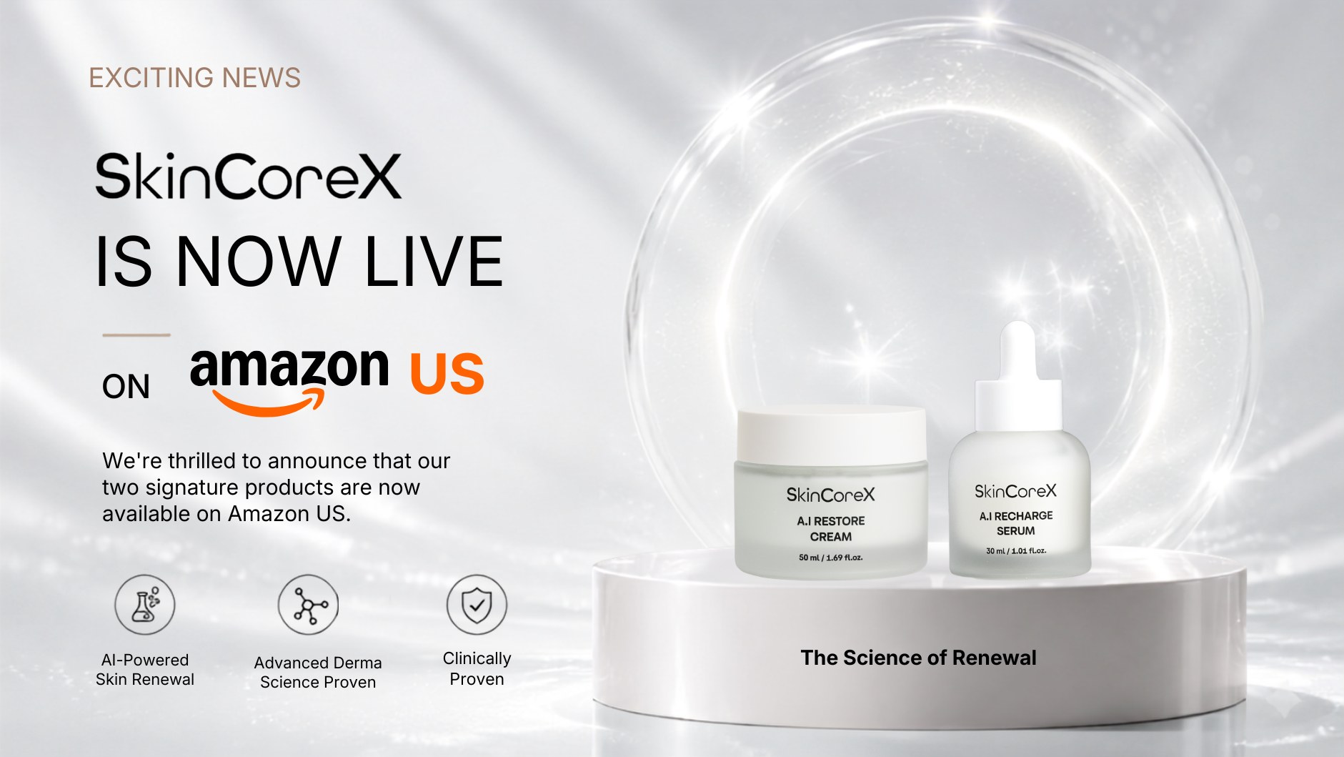 SkinCoreX now available on Amazon US
