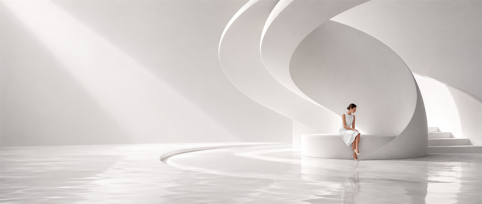 SkinCoreX white architectural hero visual